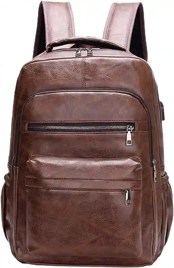 Baoblaze Mochila de piel sintética para laptop, mochila de viaje para hombre, múltiples bolsillos, resistente al agua, casual, mochila de computadora para pesca, compras, senderismo