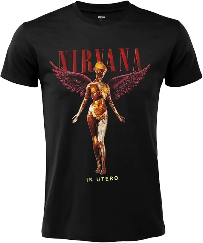Camiseta Nirvana in Utero. Camiseta Oficial Rock Algodón Negro Unisex