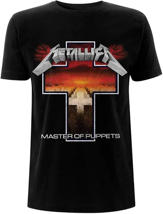 Metallica Camiseta para hombre con cruz de Master of Puppets, color negro