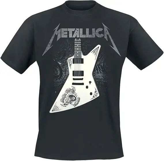 Metallica Papa Het Guitar Hombre Camiseta Negro Vorne Bedruckt Regular