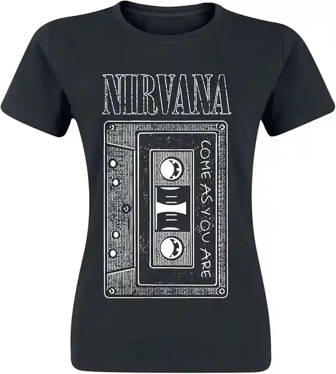 Nirvana As You Are Tape Mujer Camiseta Negro Vorne Bedruckt Regular