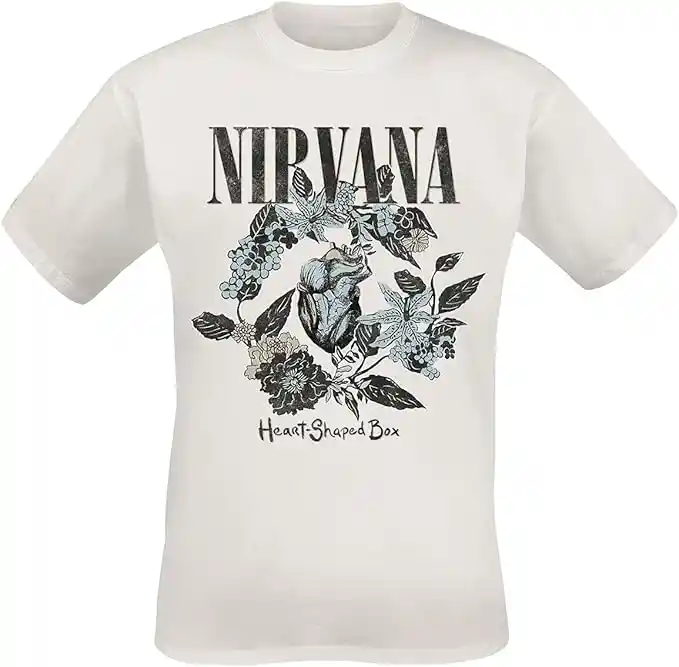 Nirvana Heart Shape Box Hombre Camiseta Blanco Vorne Bedruckt Regular