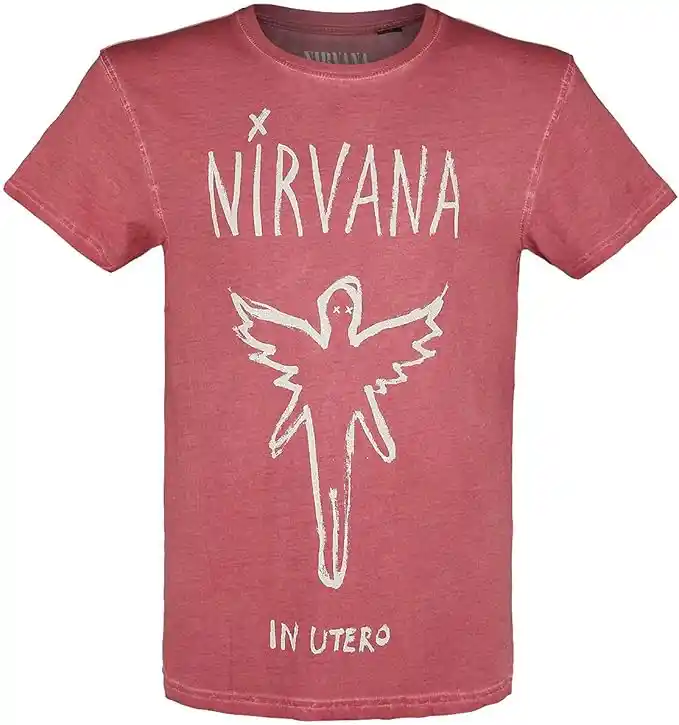 Nirvana In Utero Hombre Camiseta Rojo Regular