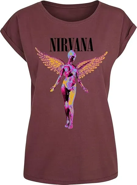Nirvana In Utero Mujer Camiseta Rojo Vorne Bedruckt Regular
