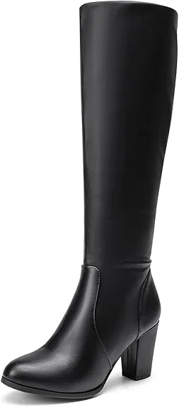 DREAM PAIRS Women's Chunky Heel Knee High Boots