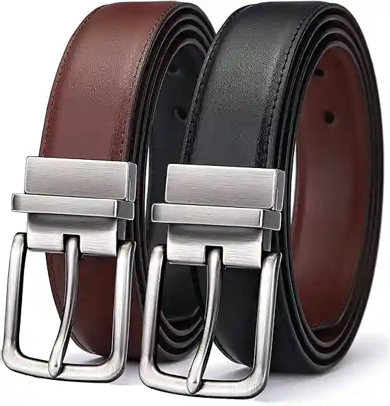 BULLIANT Cinturón Hombre, Cinturón Reversible de Cuero 31mm,Un Revés para 2 Colores,Tamaño Ajuste