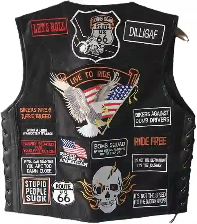 Chaleco de Cuero de la Motocicleta de los Hombres, Bandera Americana, águila, Bordada, Chaleco de PU