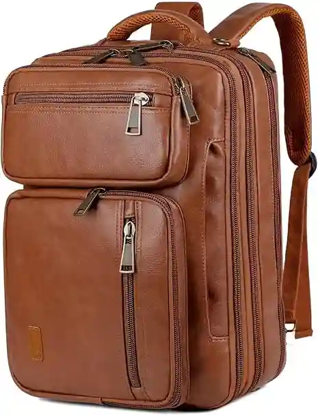 Convertible Hombre Cuero Faux Laptop Mochila Maletín Híbrido 15.6 Pulgadas Portátil Bolsa de Trabajo Bolso de Trabajo Mochila Viaje Mochila Senderismo Colegio Mochila para Hombres BC-04