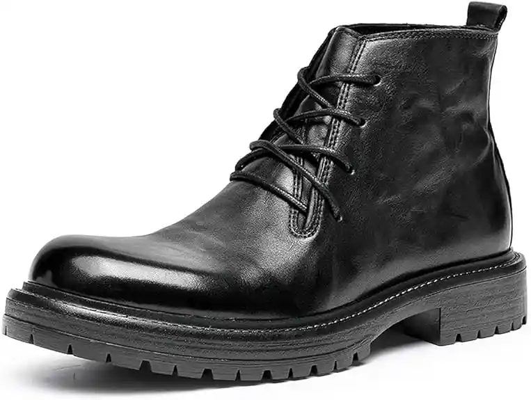 DESAI Botas con Cordones para Hombre Zapatos de Vestir de Cuero de Invierno Suela de Goma Antideslizante Botas Derby de Negocios Oxford Informales Botines clásicos