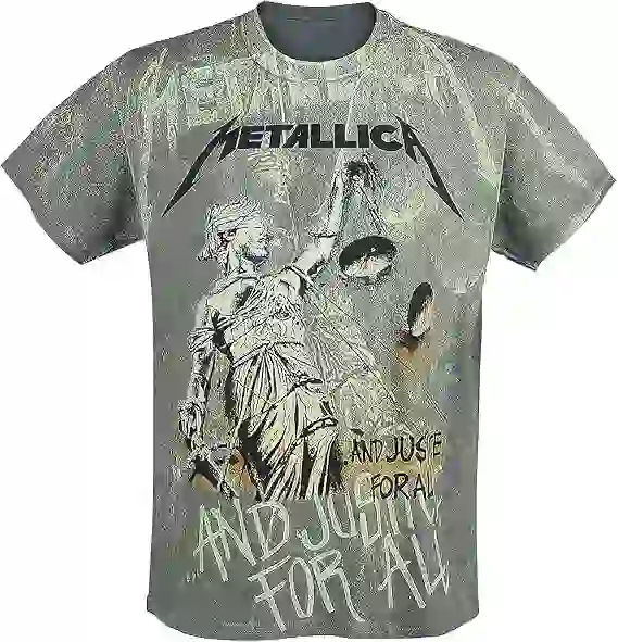Genérico Metallica ... and Justice for All - Neon Backdrop Hombre Camiseta Manga Corta Antracita