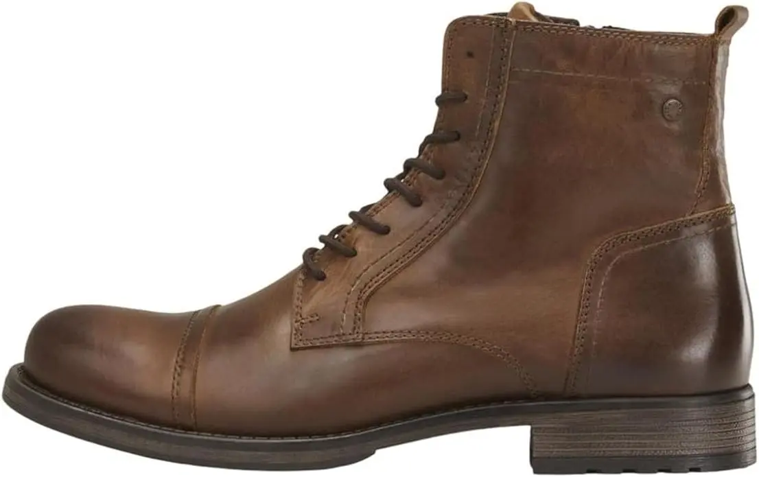 JACK & JONES Jfwrussel Leather Anthracite 19, Botas Cortas al Tobillo Hombre