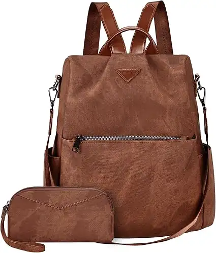 Leathario Mochila Antirrobo de Cuero PU Para Mujer con Multibolsillos, Bolso Multifuncional para Uso Diario como Viaje, Escuela y Universidad