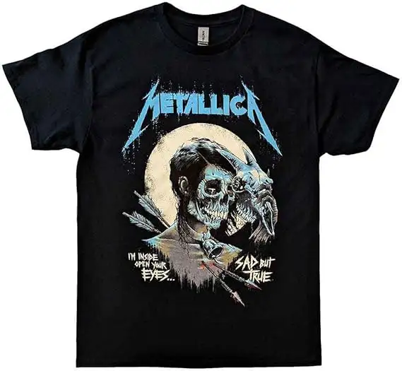 Metallica - Camiseta con logotipo de Sad But True Poster Band Oficial Unisex Negro