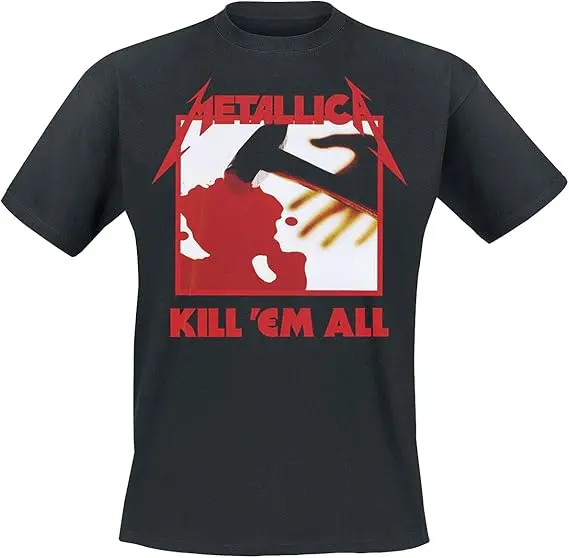 Metallica Kill 'Em All - Camiseta para Hombre, Color Negro, Talla Regular