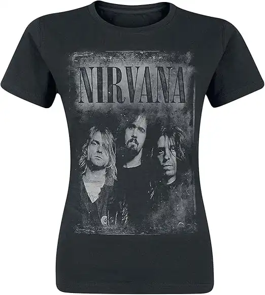 Nirvana Faded Faces Mujer Camiseta Negro Vorne Bedruckt Regular