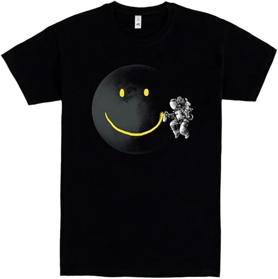 Pampling Camiseta de Manga Corta, 100% Algodón, Ropa Unisex para Hombres y Mujeres en 5 Tallas, Camiseta Negra, Modelo Make a Smile