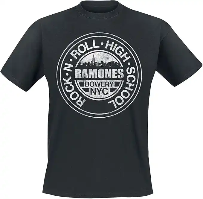 Ramones Bowery NYC Hombre Camiseta Negro Vorne Bedruckt Regular