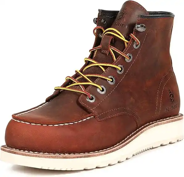 SL-Saint Botas de trabajo para hombre Soft Moc Toe Clásico Tobillo Moda Casual 6 pulgadas Zapatos de cuña