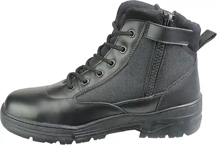 Savage Island Botas Cuero Negro Altura Media con Cremallera Tipo Militar