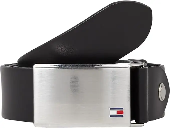 Tommy Hilfiger Cinturón Hombre TH Plaque Belt 3.5 Adj Cinturón de piel