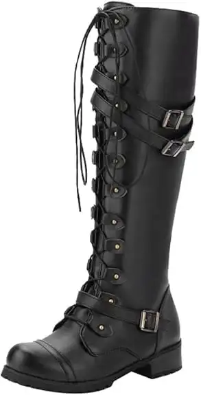 Botas de combate para hombre 46 mujeres Steampk estilo gótico vintage retro punk hebilla botas de combate invierno señoras impermeable zapatos