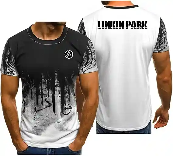 Camisetas de Verano for Hombre de Linkin Park, de Manga Corta, Transpirables y elásticas, con Estampado de Logotipo