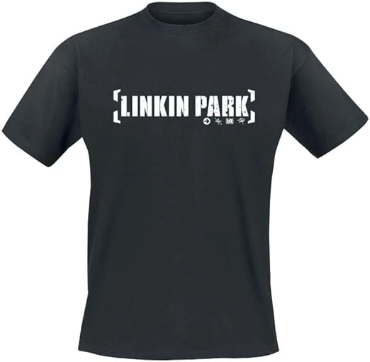 Linkin Park Bracket Logo Hombre Camiseta Negro Vorne Bedruckt Regular