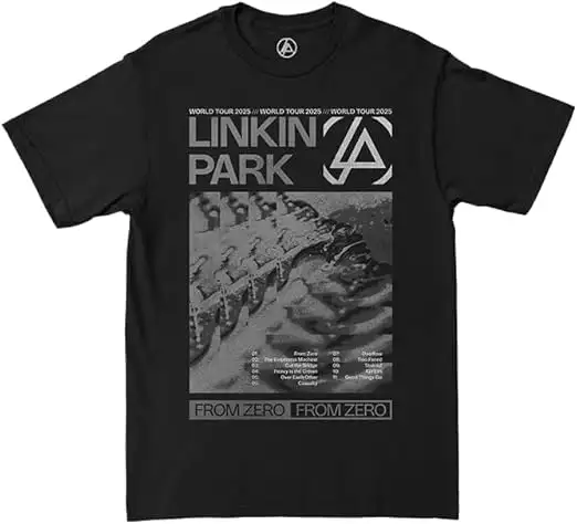 Linkin Park Camiseta Oficial del álbum de Merchandising de Zero, Negro Lavado, L