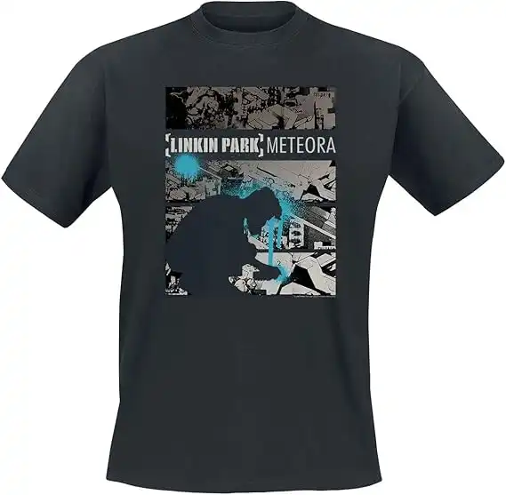 Linkin Park Meteora Drip Collage Hombre Camiseta Negro Vorne Bedruckt Regular