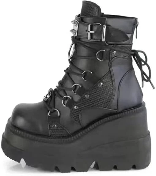 Ulalaza Pombas de vestir de mujeres Mary Jane zapatos Lolita Linda plataforma gótica Doble correa de tobillo Redondeo redondo Pombas de uniformes de tacón