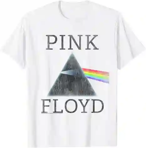 Oficial Pink Floyd Dark Side of The Moon Blanco Band Rock Camiseta
