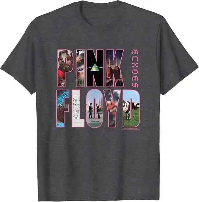 Pink Floyd Cover Camiseta, Hombre, Jaspeado Oscuro