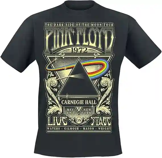 Pink Floyd The Dark Side of The Moon - Live On Stage 1972 Hombre Camiseta Negro Regular