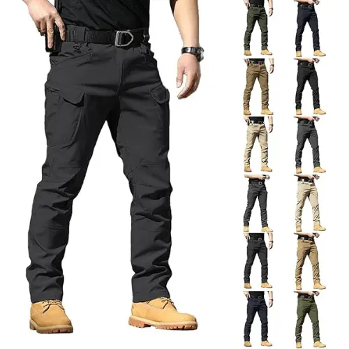 Pantalones Cargo Hombre Multibolsillos con Cremallera